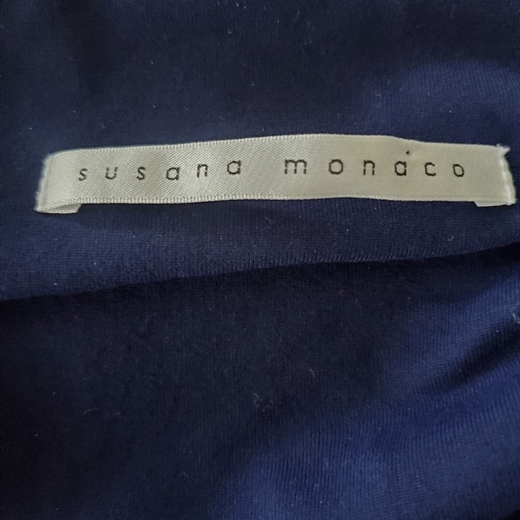 Susana Monaco Blue Split Shoulder Fitted Dress - Picture 9 of 10